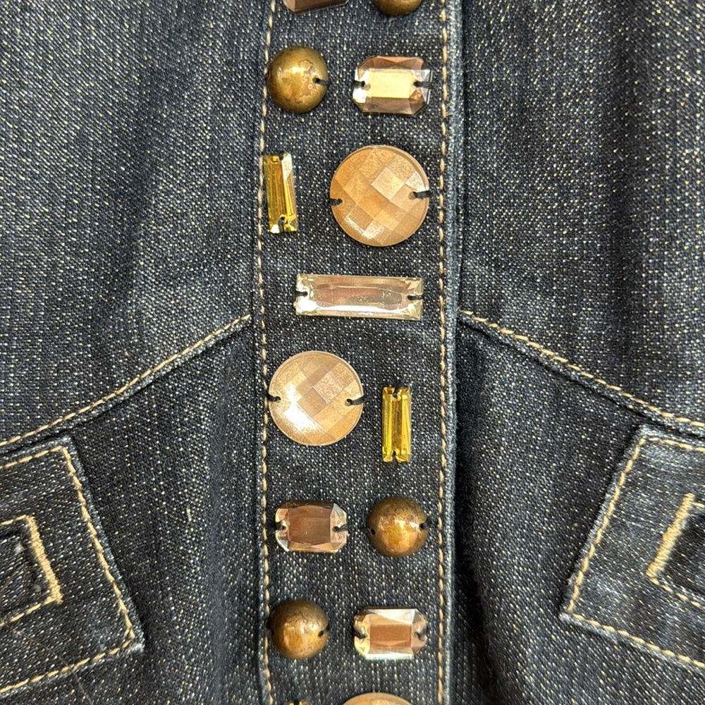 Ruby Rd. Blue Denim Jacket with Gold Accents - Picture 4 of 6